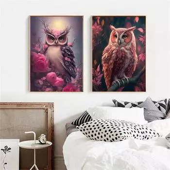 1 комплект 5D комплект алмазной живописи креативный узор коровы и совы DIY горный хрусталь декоративная картина ремесло розовый