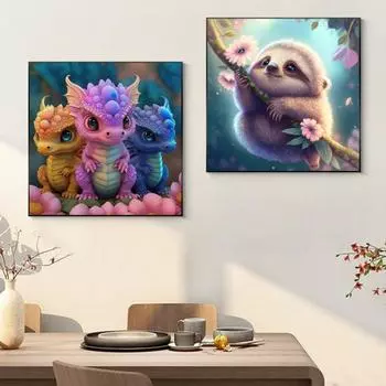 1 комплект 5D комплект алмазной живописи милый мультяшный рисунок животных яркий цвет усиливает креативность уменьшает стресс мозаика художественный набор для рукоделия A