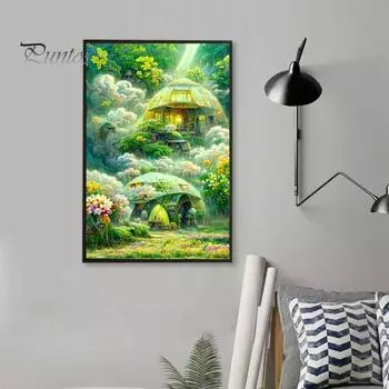 1 комплект 5D набор алмазов для рисования пейзажей лесной узор яркий цвет снятие стресса мозаика из смолы DIY украшение дома подарок A