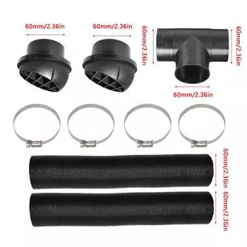 1 комплект 60 мм дизельный нагреватель трубы воздуховода тройник теплый воздух выпускной вентиляционный шланг хомуты для Webasto воздуховод Т плоский элемент колено трубы