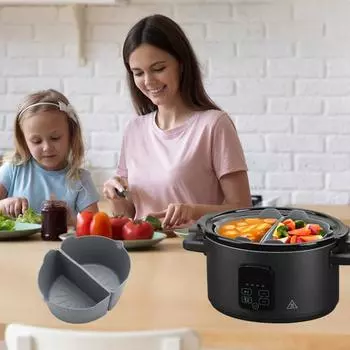 1 комплект, 6/7/8QT, легко очищаемый вкладыш для медленноварки, герметичный превосходный разделитель, силиконовый разделитель для приготовления пищи серый