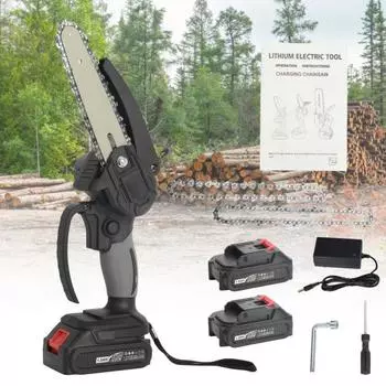 1 комплект, 6-дюймовая мини-бензопила, регулируемая острая режущая головка, питание от аккумулятора, электрическая бензопила для сада, работающая одной рукой US Plug