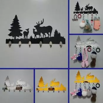 1 комплект, 6 шт., крючок, вешалка, настенное крепление, наклейки, настенные декоративные предметы интерьера, современные крючки золотой