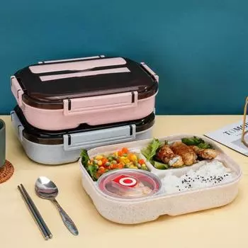 1 комплект, 800 мл ланч-бокс, универсальные пластиковые отдельные контейнеры для обедов для школы, сохраняющие свежесть синий