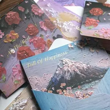 1 комплект/8 шт. доступны поздравительные открытки в стиле масляной живописи, дни рождения, свадьбы, вечеринки, День Благодарения, День святого Валентина и другие праздники,