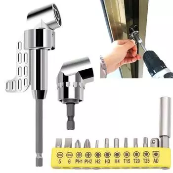 1 комплект адаптера для электрической дрели с 12 отверточным битами, 105-градусный угловой инструмент, тяжелый C