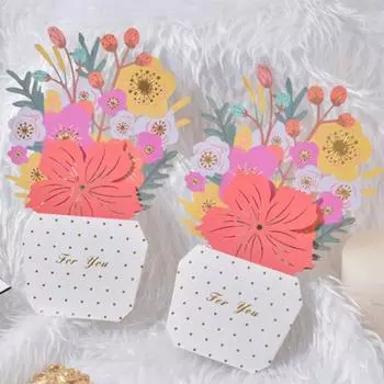 1 комплект экологически чистых цветочных поздравительных открыток с гладким письмом, полезных 3D-благословений, подарков на День учителя на день рождения
