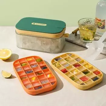 1 комплект, экономит время, лоток для кубиков льда, большая вместимость, полезная, 2 слоя, 32 решетки, форма для изготовления блоков морозильной камеры зелёный