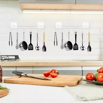 1 комплект, экономящий место, широкое применение, практичный, не требующий сверления, настенный держатель для кастрюль, сковородок, столовых приборов, держатель для кухонных принадлежностей белый