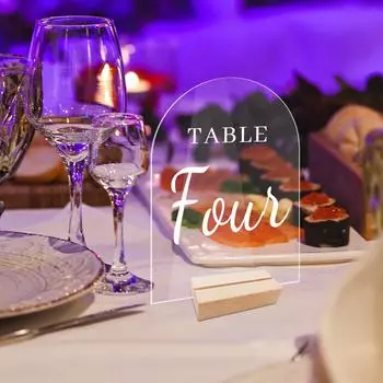 1 комплект акриловых прозрачных карточек для стола и деревянных держателей для свадебных табличек на стол, меню, дисплей, рамка для банкета, вечеринки, оптовая продажа