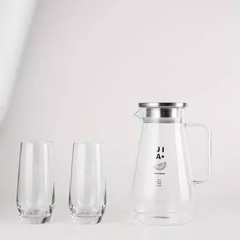 1 комплект элегантного прозрачного стеклянного чайника емкостью 1330 мл/44,97 унции с двумя подходящими стаканами Электрический чайник для кипячения воды Практичный чайник для напитков и универсальный G 1pc Kettle+2pc Water Cup