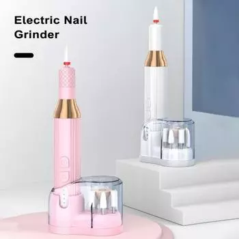 1 комплект, электрическая дрель для ногтей, беспроводная, перезаряжаемая через USB, портативная, 18000 об/мин, профессиональная пилочка для ногтей с акриловым гелем, педикюр, маникюр, шлифовальный станок, комплект белый