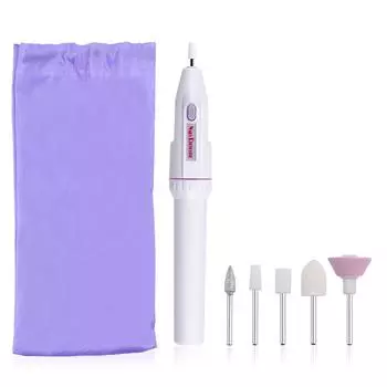 1 комплект электрическая дрель маникюрная машинка ручка для маникюра пилка для педикюра полировка форма инструмент для дизайна ногтей с 5 шт шлифовальными головками 1Set