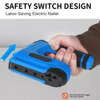 1 комплект, электрический гвоздезабиватель, 1500 мАч, высокоточное отверстие для рассеивания тепла, перезаряжаемая нескользящая ручка, прямой степлер для ногтей, столярный инструмент синий