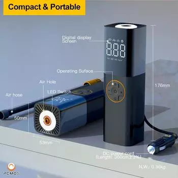 1 комплект электрический насос для накачивания шин автомобиля портативный электрический насос для накачивания шин автомобиля чёрный