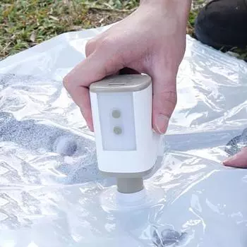 1 комплект, электрический насос, многоцелевой, перезаряжаемый, легко носить с собой, портативный, с мини-подсветкой, высокая мощность, крошечный воздушный насос для кемпинга, товары для пешего туризма белый