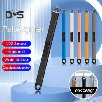 1 комплект, электрический воспламенитель с длинной ручкой, портативный ветрозащитный воспламенитель с зарядкой через USB для кемпинга, пикника, домашнего использования синий