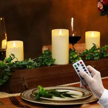 1 комплект, электронная лампа-свеча, дистанционное управление, мерцающая батарея на батарейках, настольная беспламенная свеча, светодиодный ночник, украшение для свадьбы, дня рождения, фестиваля 3pcs