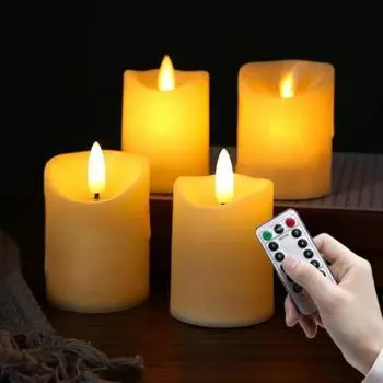 1 комплект, электронная лампа-свеча, дистанционное управление, мерцающая батарея на батарейках, настольная беспламенная свеча, светодиодный ночник, украшение для свадьбы, дня рождения, фестиваля 3pcs