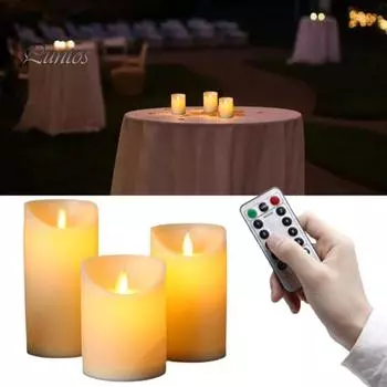 1 комплект, электронная лампа-свеча, дистанционное управление, мерцающая батарея на батарейках, настольная беспламенная свеча, светодиодный ночник, украшение для свадьбы, дня рождения, фестиваля 3pcs