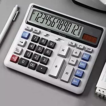 1 комплект электронного калькулятора с двойной батареей, 12-значный настольный калькулятор с большим ЖК-дисплеем для домашнего офиса белый