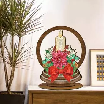 1 комплект Алмазная картина Рождественское украшение с деревянной основой Горный хрусталь ручной работы Санта-Клаус Олень Снеговик Дерево Рабочий стол Материал для украшения Сумка