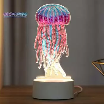 1 комплект алмазная живопись ночник долговечный USB питание милая форма медузы настольная лампа для украшения дома 1 Set