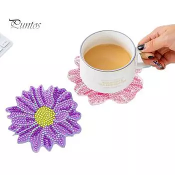 1 комплект, алмазная живопись, подставка для подставки, паста, изысканная креативная подушка для чашки в форме цветка «сделай сам», с подставкой, товары для дома 6pcs