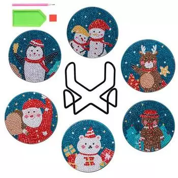 1 комплект, алмазная живопись, подставка, тонкая работа, сделай сам, рождественские художественные подставки, набор для рукоделия для взрослых и детей A
