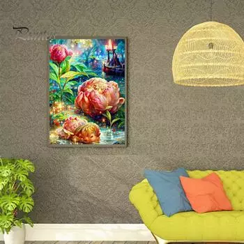 1 комплект алмазной живописи красивый цветочный узор 5D DIY Стразы картина работа для украшения дома A