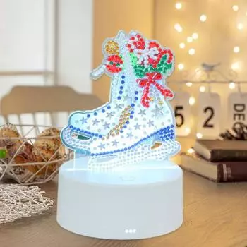 1 комплект алмазной живописи, лампа, изысканные снеговики, колокольчики, деревья в форме, рождественский светодиодный светильник для праздничного декора стола A