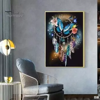 1 комплект алмазной живописи «Ловец снов» с рисунком бабочки «сделай сам» картина со стразами для украшения стен дома C