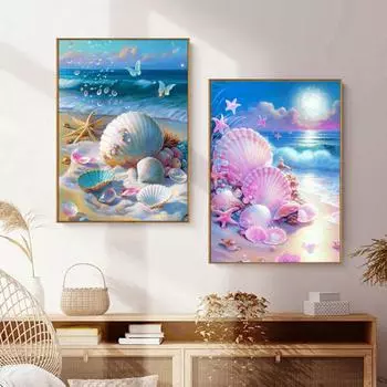 1 комплект алмазной живописи морской ракушки комплект для рисования стразами DIY картина ремесло для украшения дома F