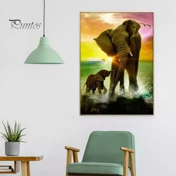 1 комплект алмазной живописи набор DIY слон узор горный хрусталь картина ремесло комплект для украшения дома подарок A