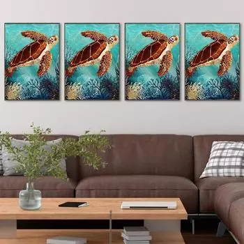 1 комплект алмазной живописи, реалистичный DIY 5D узор морской черепахи, стразы, художественный набор для украшения дома