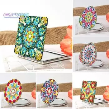 1 комплект алмазной живописи зеркало с цветочным узором DIY портативное мини-зеркало для макияжа горный хрусталь ремесло подарок для женщин девочек A