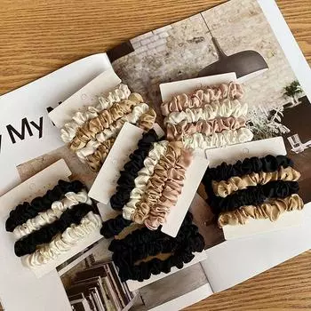 1 комплект атласных шелковых однотонных резинок для волос эластичных резинок для волос для женщин и девочек для волос