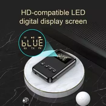 1 комплект аудиопередатчика, 3,5 мм, Bluetooth-совместимый, 5 светодиодов, автоматическое переподключение, стереоцифровой дисплей, поддержка Rx/Tx/Fm/Tf, Bluetooth-совместимый чёрный