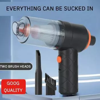 1 комплект автомобильного пылесоса, ручной мощный всасывающий перезаряжаемый автомобильный и домашний небольшой беспроводной пылесос двойного назначения чёрный