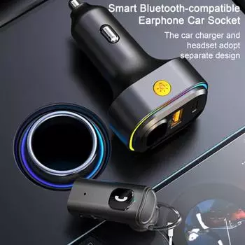 1 комплект автомобильного зарядного устройства с голосовым управлением PD, быстрая зарядка, совместимость с Bluetooth чёрный