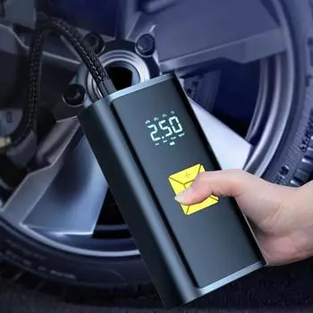 1 комплект, автомобильный инфляционный насос, интеллектуальный цифровой дисплей, беспроводной насос для накачивания шин, обнаружение давления в шинах и накачивание жёлтый