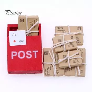 1 комплект, аксессуары для кукольного дома, конверты, почтовый ящик, открытка, модель праздничной упаковки, гладкая поверхность, защита от трещин, хорошая детализация, реквизит для фото, миниатюрный кукольный домик 1 Set