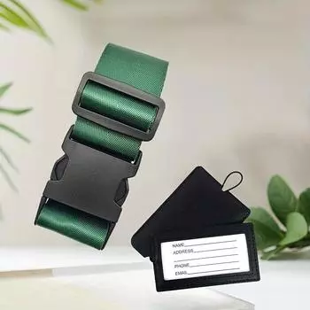 1 комплект багажного ремня и бирки, износостойкий нейлоновый регулируемый защитный трос, дорожные аксессуары из искусственной кожи Button Style