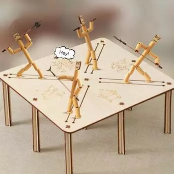 1 комплект бамбуковых боевых игрушек с аксессуарами для оружия, управляемых веревкой, деревянные A