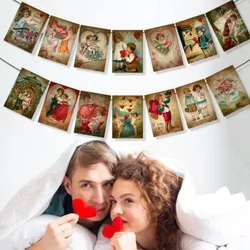 1 комплект баннера на день Святого Валентина изысканный элегантный викторианский стиль подвесная гирлянда для украшения свадебной вечеринки Sets