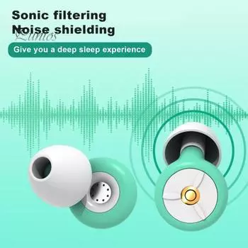 1 комплект беруш с шумоподавлением и насадками для ушей Моющиеся водонепроницаемые мягкие силиконовые многоразовые средства защиты органов слуха Работа для учебы Спящий Плавание Бесшумный зелёный/белый