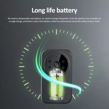 1 комплект беспроводного дверного звонка с приемником, камера высокого разрешения, 2,4G, Wi-Fi, удаленное видео, визуальная двусторонняя аудиосвязь, ночное видение, беспроводной дверной звонок безопасности чёрный