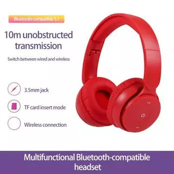 1 комплект беспроводной гарнитуры F68, Bluetooth-совместимая 5.1, интеллектуальное шумоподавление, стереофонический объемный звук, эргономичный дизайн красный