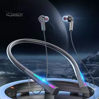 1 комплект беспроводных наушников RGB игровая подсветка Plug and Play интеллектуальное шумоподавление сабвуфер стерео объемный подвесной шейный стиль спортивные наушники V5.3 чёрный