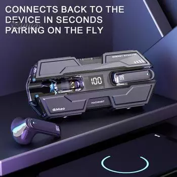 1 комплект беспроводных наушников с шумоподавлением в форме линкора и микрофоном для музыкальных звонков Gmae чёрный